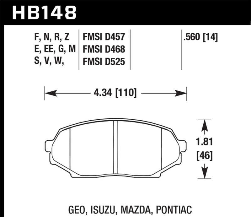 Hawk 90-93 Geo Storm / 90-92 Isuzu Impulse / 90-93 Mazda Miata DTC-60